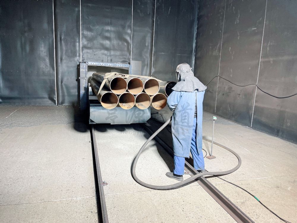 涂塑鋼管內壁噴砂除銹作業